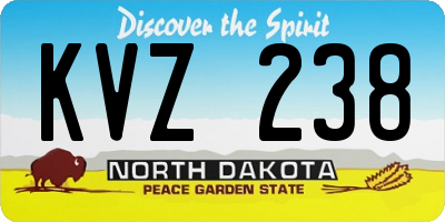 ND license plate KVZ238