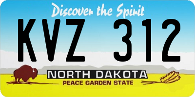 ND license plate KVZ312