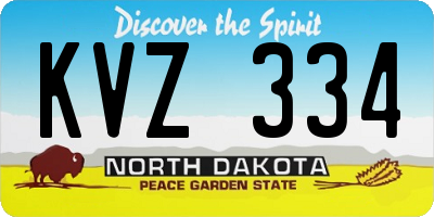 ND license plate KVZ334