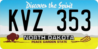 ND license plate KVZ353