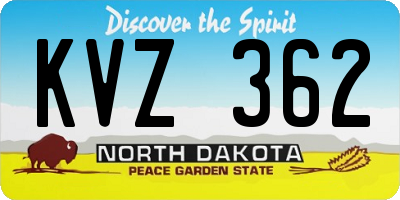 ND license plate KVZ362