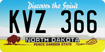ND license plate KVZ366