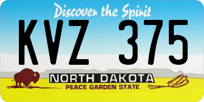 ND license plate KVZ375