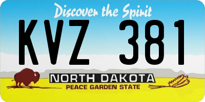 ND license plate KVZ381