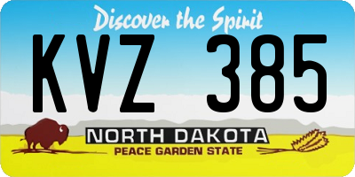 ND license plate KVZ385
