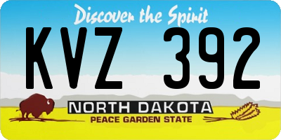 ND license plate KVZ392