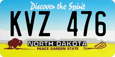 ND license plate KVZ476
