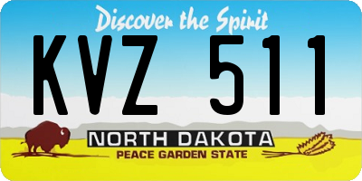 ND license plate KVZ511