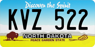 ND license plate KVZ522
