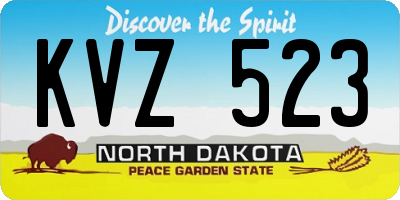 ND license plate KVZ523