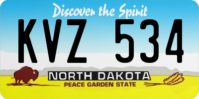 ND license plate KVZ534