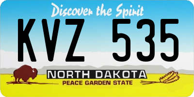 ND license plate KVZ535