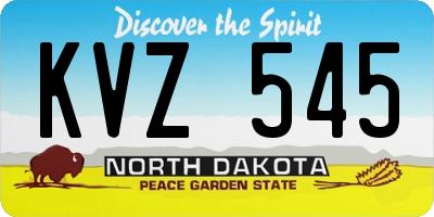 ND license plate KVZ545