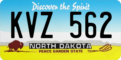 ND license plate KVZ562