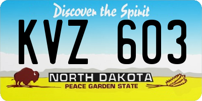 ND license plate KVZ603
