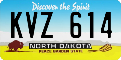 ND license plate KVZ614