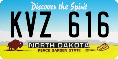 ND license plate KVZ616