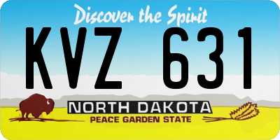 ND license plate KVZ631