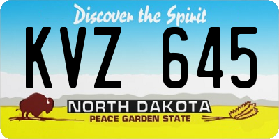 ND license plate KVZ645