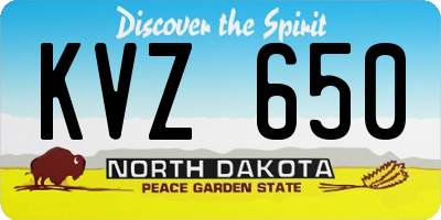 ND license plate KVZ650