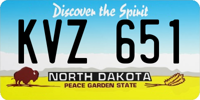 ND license plate KVZ651