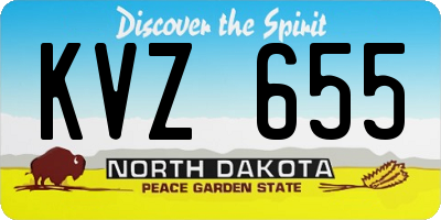 ND license plate KVZ655