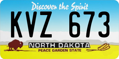 ND license plate KVZ673