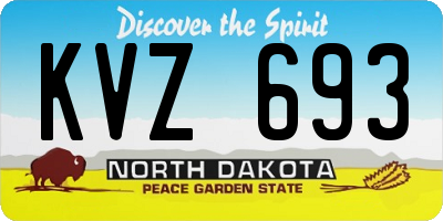 ND license plate KVZ693