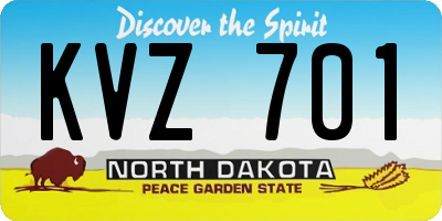 ND license plate KVZ701