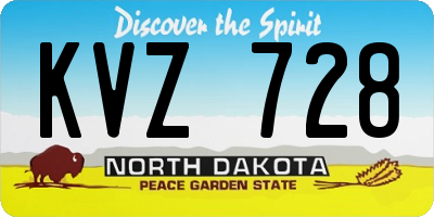 ND license plate KVZ728