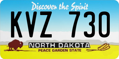 ND license plate KVZ730