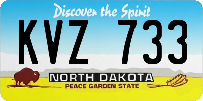 ND license plate KVZ733