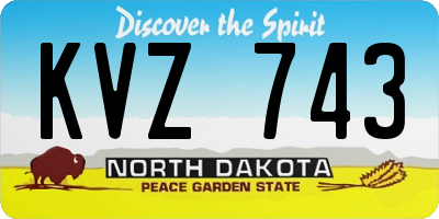 ND license plate KVZ743