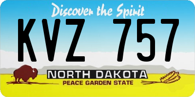 ND license plate KVZ757