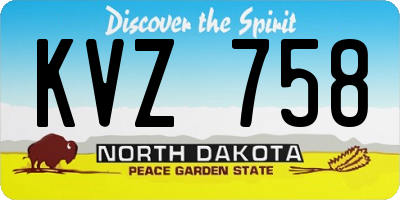 ND license plate KVZ758