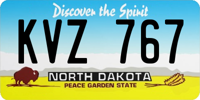 ND license plate KVZ767