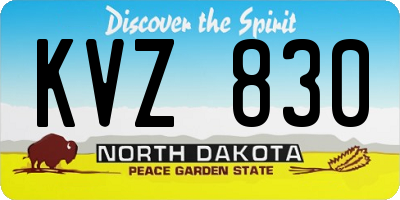 ND license plate KVZ830