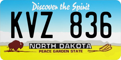 ND license plate KVZ836