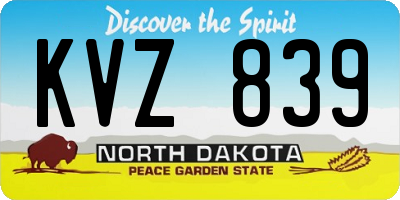 ND license plate KVZ839