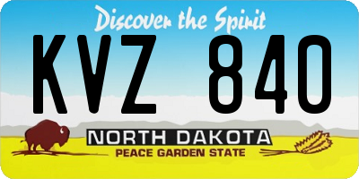 ND license plate KVZ840