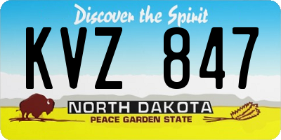 ND license plate KVZ847
