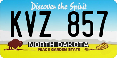 ND license plate KVZ857