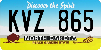 ND license plate KVZ865