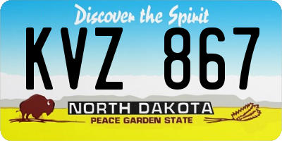 ND license plate KVZ867