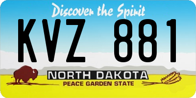 ND license plate KVZ881