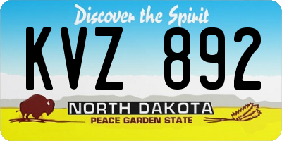 ND license plate KVZ892