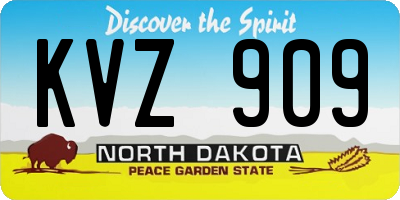 ND license plate KVZ909