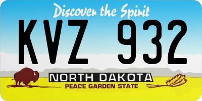 ND license plate KVZ932