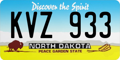 ND license plate KVZ933