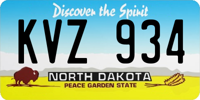 ND license plate KVZ934